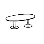 X-TimeWork - طاولة اجتماعات بيضاوية من الميلامين على أرجل قاعدة البوق - IDTR240