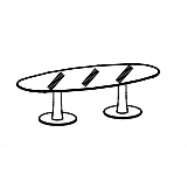 X-TimeWork - طاولة اجتماعات بيضاوية زجاجية على ساق قاعدة البوق - FETR230